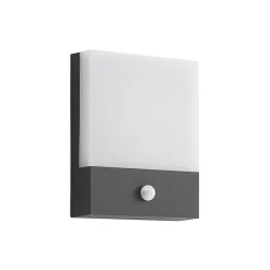 Lindby LED wandlamp Vanira, antraciet, aluminium, sensor, IP54