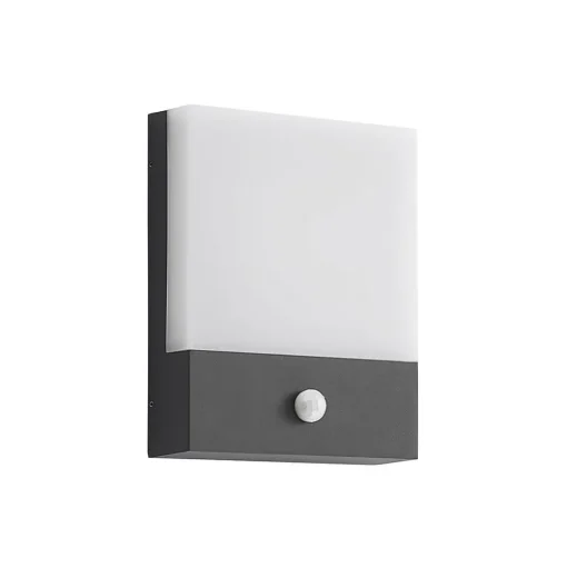 Lindby LED wandlamp Vanira, antraciet, aluminium, sensor, IP54