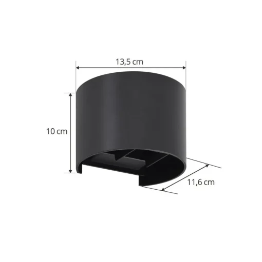 Lindby LED-buitenwandlamp Nivar, rond, zwart, IP54