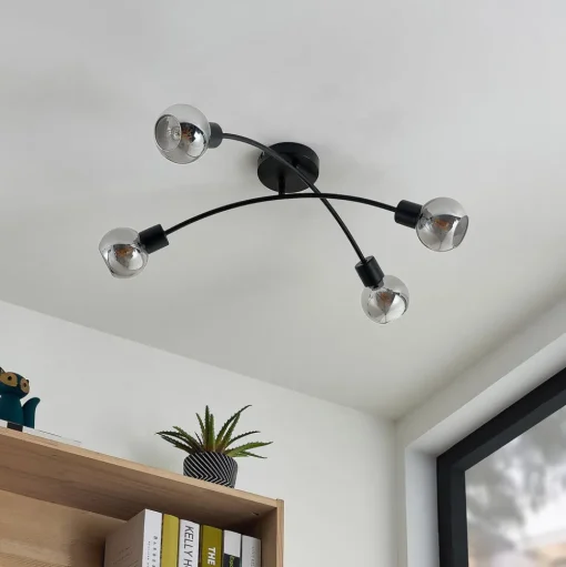 Lindby Lioma plafondlamp, 4-lamps, zwart