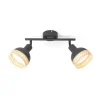 Lindby Lonnaris spot, rotan, zwart, 2-lamps.