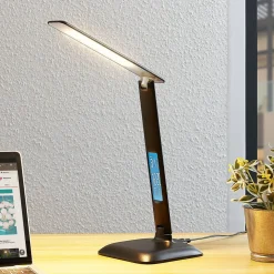 Lindby Ludmilla LED tafellamp, display, zwart