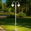 Lindby Madea buitenlamp, wit, 2-lamps, 213 cm, E27, IP44