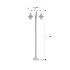 Lindby Madea buitenlamp, wit, 2-lamps, 213 cm, E27, IP44