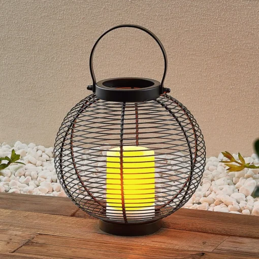 Lindby Mairuna LED solar-lantaarn, zwart, 22,7 cm