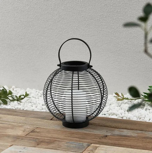 Lindby Mairuna LED solar-lantaarn, zwart, 22,7 cm