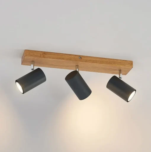Lindby Maniva plafondspot, 44cm, 3-lamps, zwart, GU10