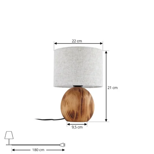 Lindby Mayumi tafellamp, hoogte 31 cm, hout, textiel