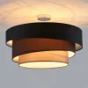 Lindby Melia plafondlamp, zwart/bruin, textiel, Ø 56cm