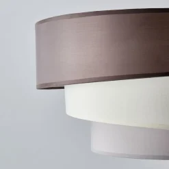 Lindby Melia plafondlamp, bruin/grijs, textiel, Ø 56cm
