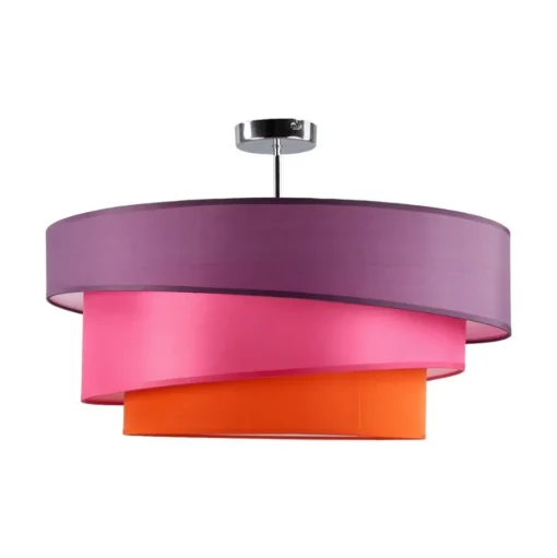 Lindby Melia plafondlamp, paars/roze/oranje, textiel, Ø56cm