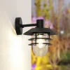 Lindby Meliora buitenwandlamp, zwart, ijzer, IP44, E27