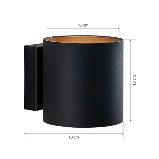 Lindby Mirza aluminium-wandlamp, rond, zwart