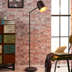 Lindby Morik vloerlamp, 1-lamp, zwart/goud, metaal
