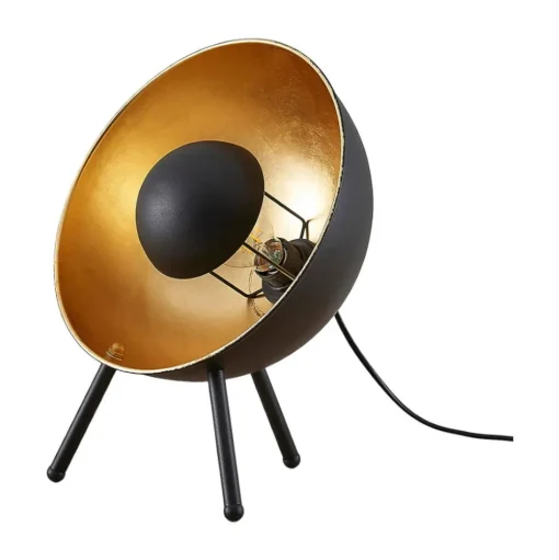 Lindby Muriel tafellamp, hoogte 38 cm, zwart, goud, metaal