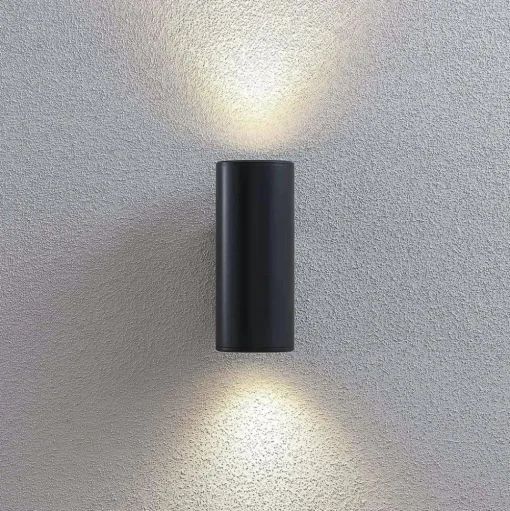 Lindby Nati buitenwandlamp, 22 cm, antraciet, IP54, rond