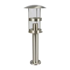 Lindby Noemi sokkellamp, grijs, roestvrij staal, 50 cm, IP44