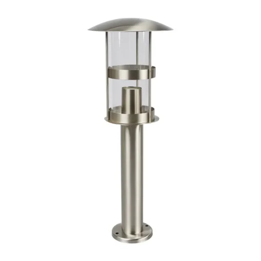 Lindby Noemi sokkellamp, grijs, roestvrij staal, 50 cm, IP44