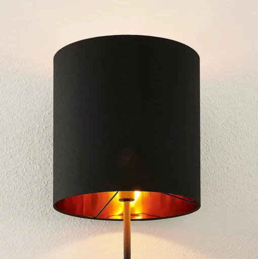 Lindby Nymar vloerlamp, stof, zwart-goud