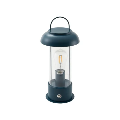 Lindby oplaadbare tafellamp Yvette, blauw, IP44, touchdimmer