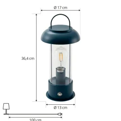 Lindby oplaadbare tafellamp Yvette, blauw, IP44, touchdimmer