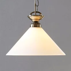 Lindby Otis hanglamp, Ø 30 cm, wit, glas, kegel, E27