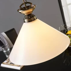 Lindby Otis hanglamp, Ø 30 cm, wit, glas, kegel, E27