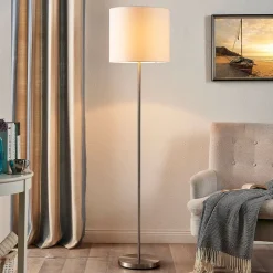Lindby Parsa vloerlamp, wit, textiel, hoogte 167cm, E27