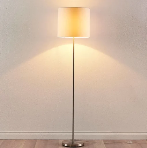 Lindby Parsa vloerlamp, wit, textiel, hoogte 167cm, E27
