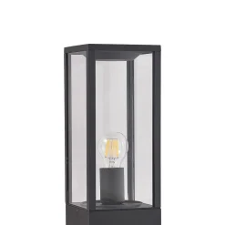 Lindby Peldar sokkellamp, hoogte 40 cm, antraciet, glas