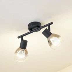 Lindby Pendura plafondlamp, 2-lamps, zwart, glas