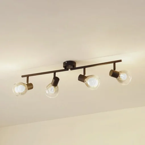 Lindby Pendura plafondlamp, 4-lamps, zwart, glas