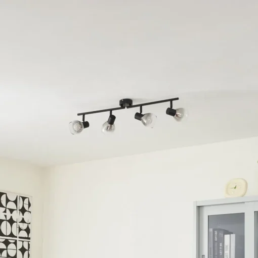 Lindby Pendura plafondlamp, 4-lamps, zwart, glas