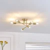 Lindby plafondlamp Aloria, 6-lamps, goud, metaal, E27