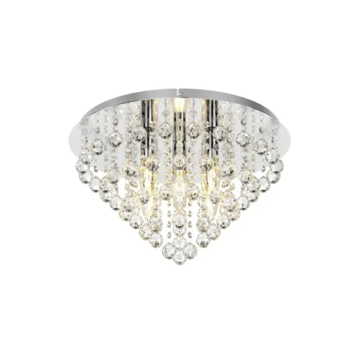 Lindby plafondlamp Annica, rond, chroom, metaal, Ø 46cm