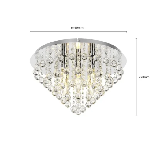 Lindby plafondlamp Annica, rond, chroom, metaal, Ø 46cm