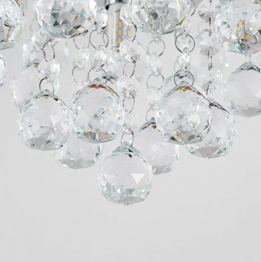 Lindby plafondlamp Antonino, 4-lamps, chroom, kristal, 35cm