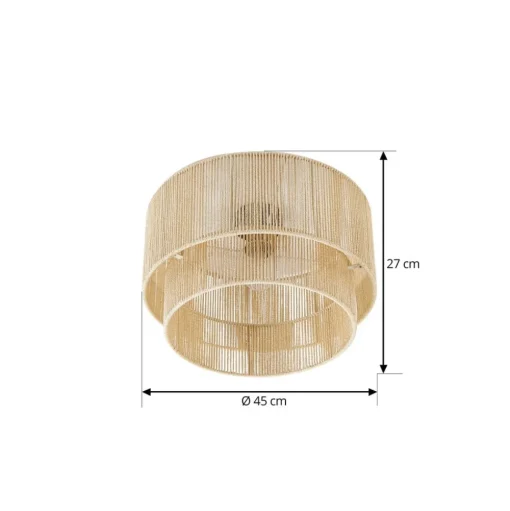Lindby plafondlamp Anuva, beige natuur, papier, Ø 45 cm