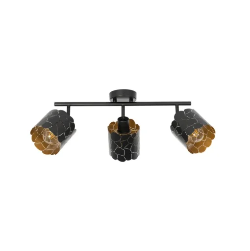 Lindby plafondlamp Aralena, zwart/goud, 3-lamps, lengte 70cm