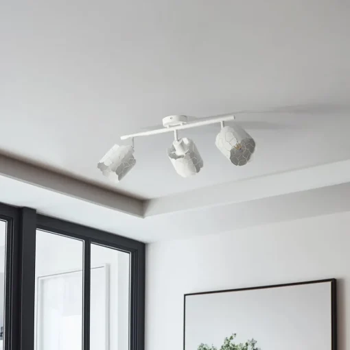 Lindby plafondlamp Aralena, wit, 3-lamps, lengte 70,5 cm
