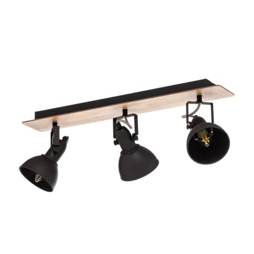 Lindby plafondlamp Aylis, 3-lamps, 60 cm, zwart, hout, E14