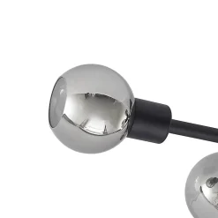 Lindby plafondlamp Biscala, 5-lamps, zwart/rook, E14