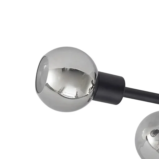 Lindby plafondlamp Biscala, 5-lamps, zwart/rook, E14