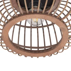 Lindby plafondlamp Bominio, Ø 40 cm, rotan, hout, E27