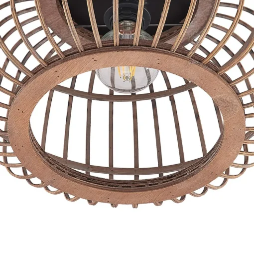 Lindby plafondlamp Bominio, Ø 40 cm, rotan, hout, E27
