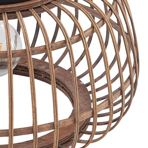 Lindby plafondlamp Bominio, Ø 40 cm, rotan, hout, E27