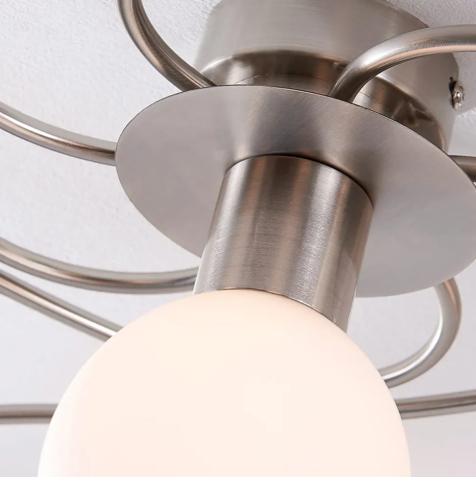 Lindby plafondlamp Ciala, 7-lamps, nikkelkleurig, glas