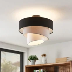 Lindby plafondlamp Coria, zwart/grijs/wit, Ø 40 cm, E27