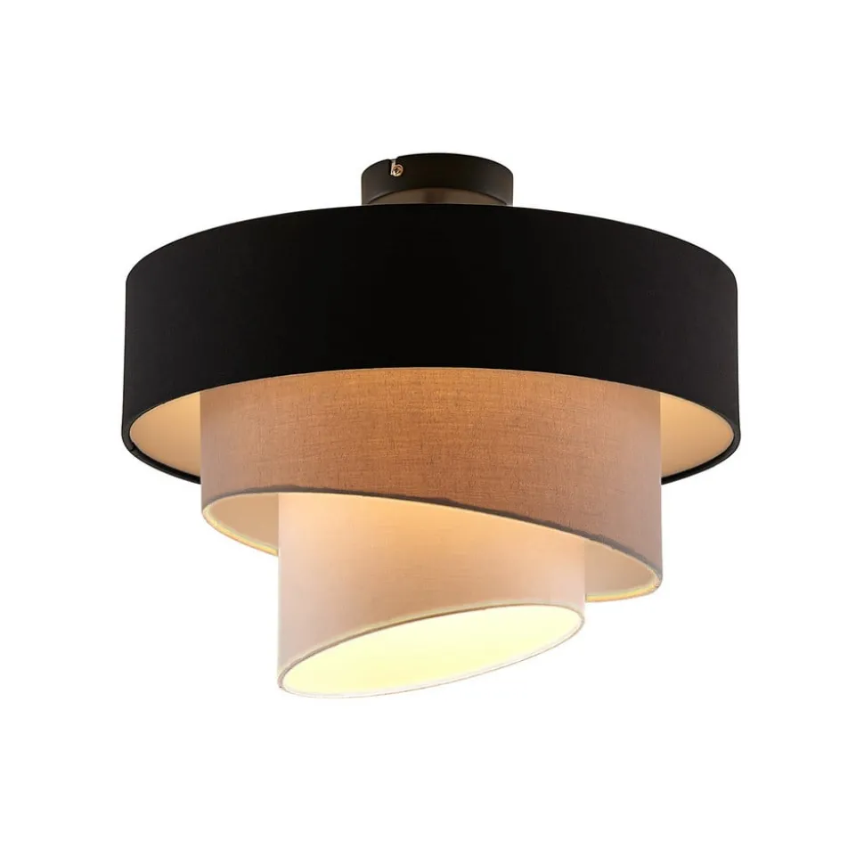 Lindby plafondlamp Coria, zwart/grijs/wit, Ø 40 cm, E27