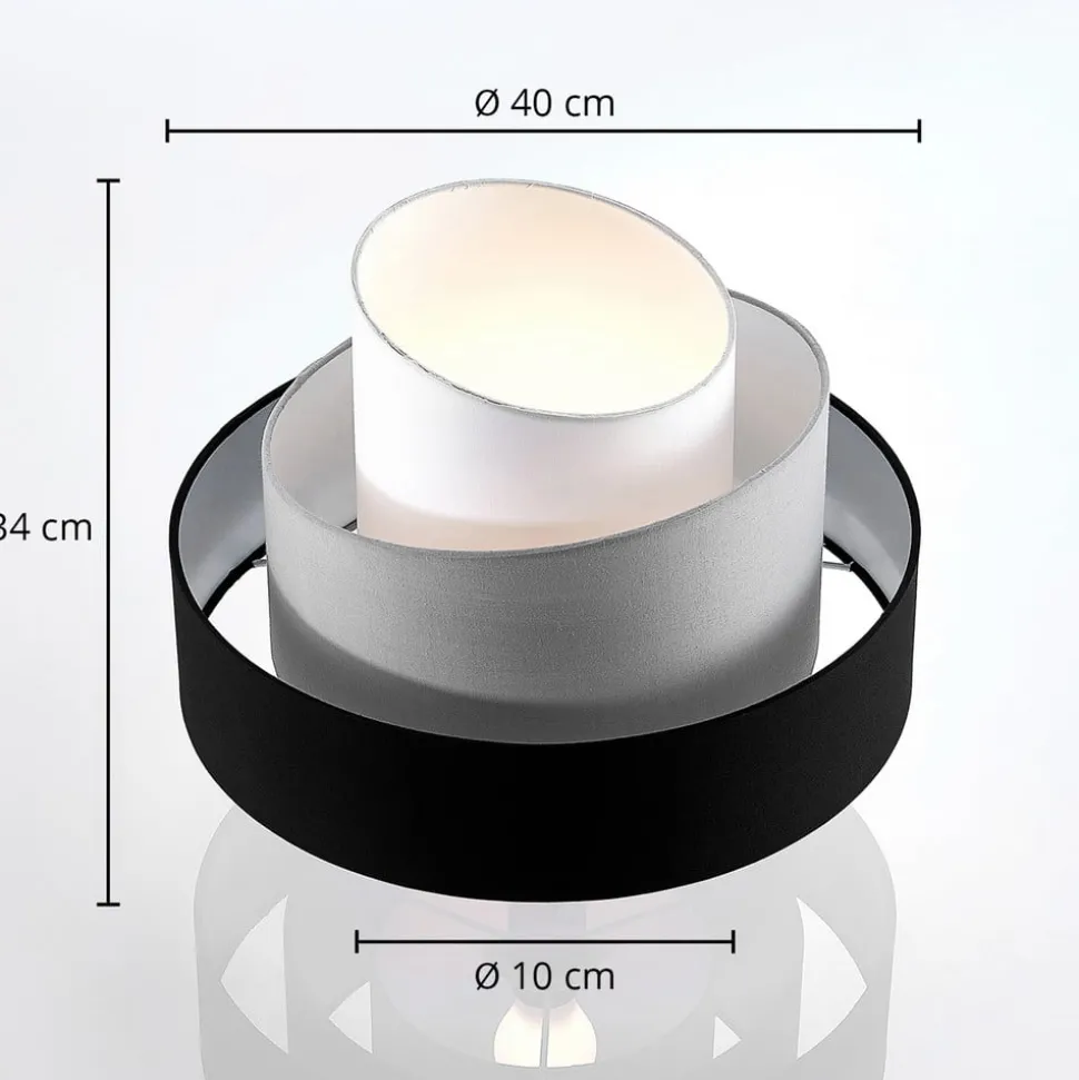 Lindby plafondlamp Coria, zwart/grijs/wit, Ø 40 cm, E27